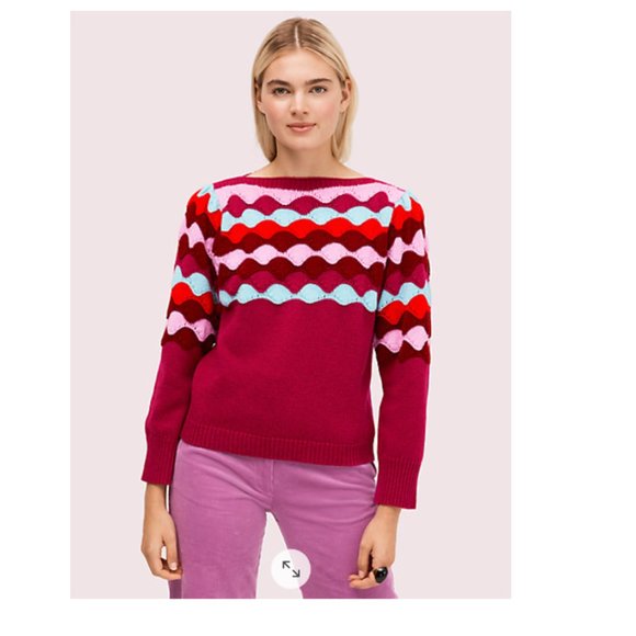 kate spade Sweaters - Kate Spade Scallop Intarsia Sweater top size large nwot